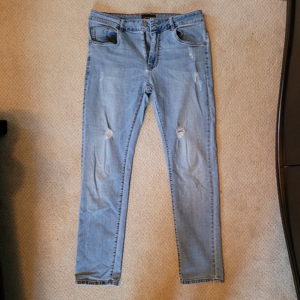 Tainted Denim Men's Slim Fit Ripped Jeans (32 x 32)